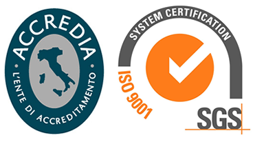 Marchio Accredia accanto al marchio SGS ISO 9001